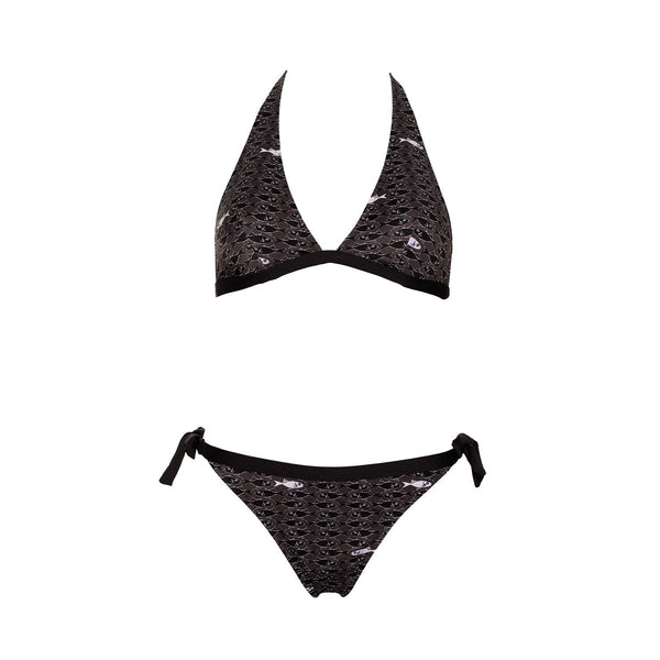 Bikini Triangle Noir à Sequins Argentés - Séparable, Tailles S/M/L, Push-up, Neuf Avec étiquettes