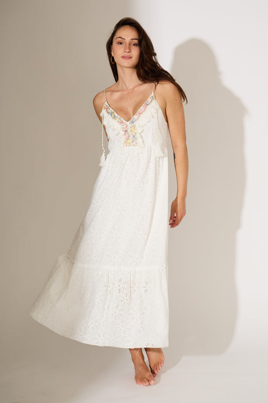 Robe longue sans manche blanche