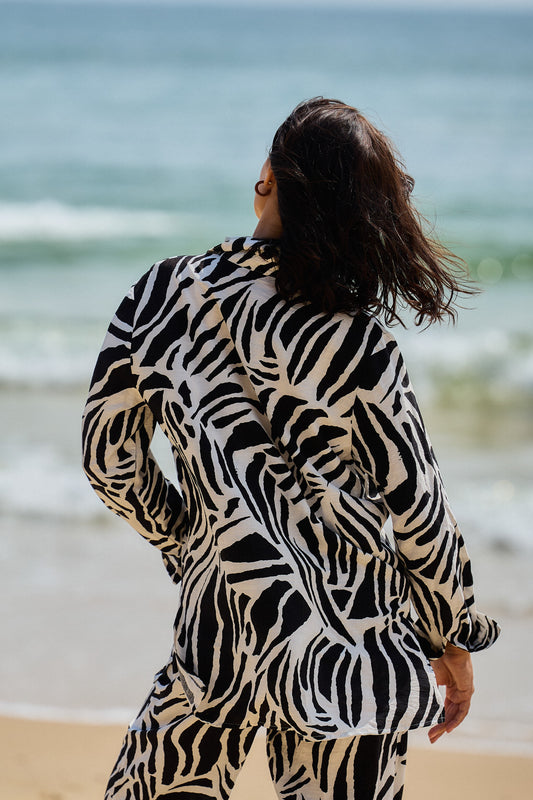 Chemise plage imprimé zèbre