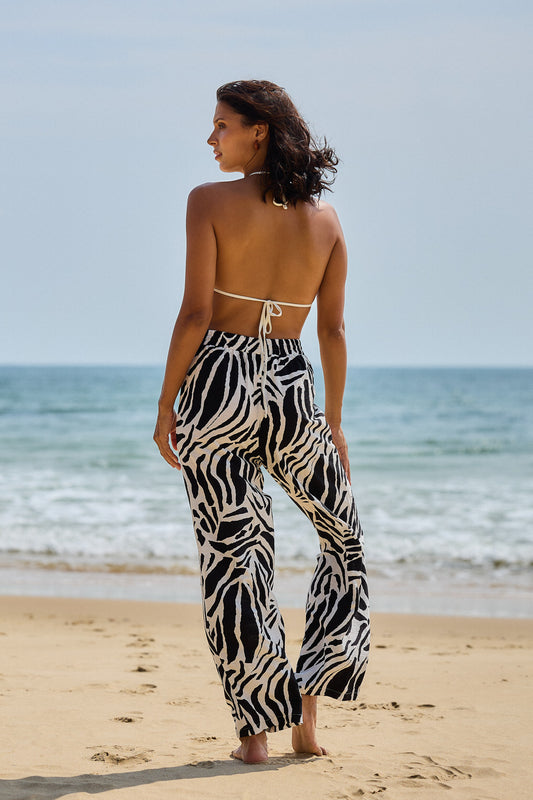 Pantalon plage imprimé zèbre