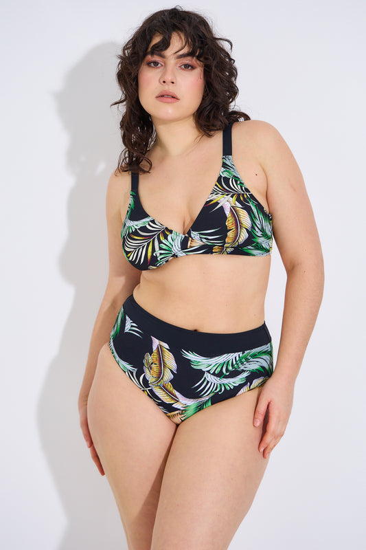 Bikini grande taille taille haute à imprimé tropical