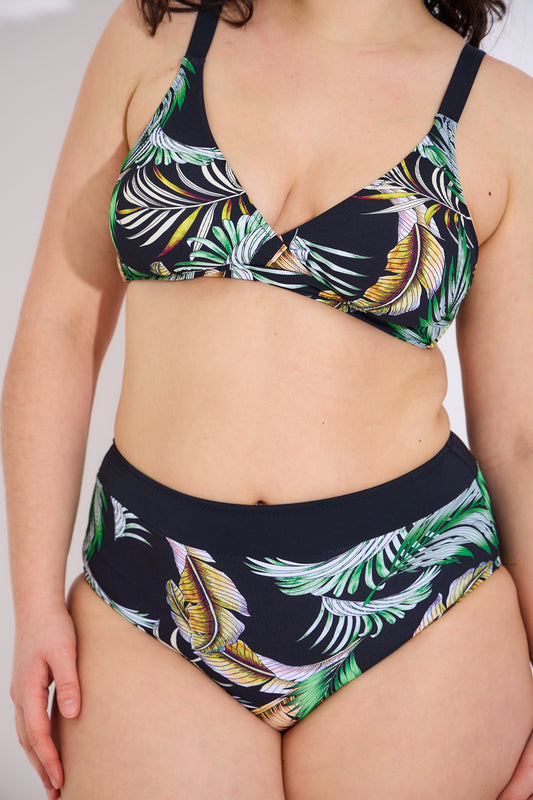 Bikini grande taille taille haute à imprimé tropical