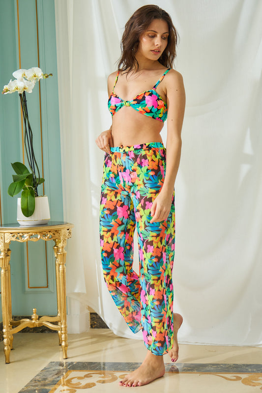 Ensemble bikini pantalon plage assorti