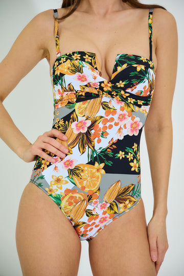 Maillot une pièce croisé imprimé élégant