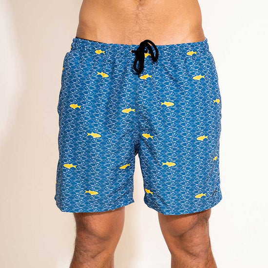 Short de bain Homme Bleu Motif Poissons - Aulala X Lorieux 