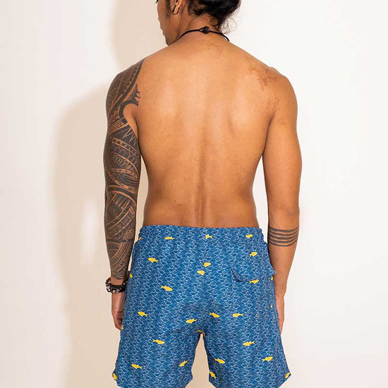 Short de bain Homme Bleu Motif Poissons - Aulala X Lorieux 