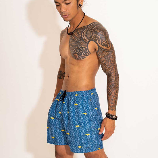 Short de bain Homme Artistique Bleu Profil- Aulala X Lorieux 