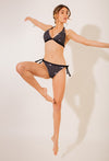 MIAMI - Bikini Triangle Noir Motif Poissons Blanc - AULALA X LORIEUX
