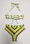 Maillot de bain bandeau 2 pièces - rayures de couleur