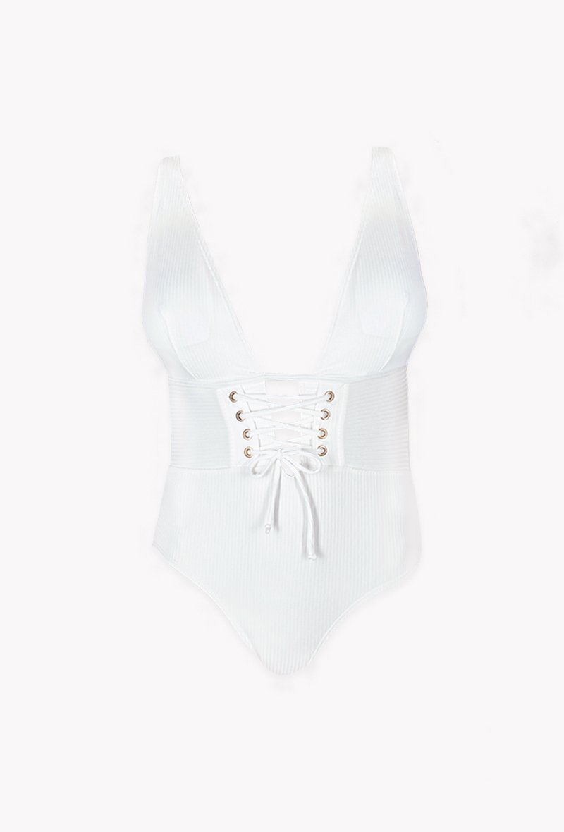 French chic - Stylist Maillot 1 Pièce décolleté plongeant à lacets