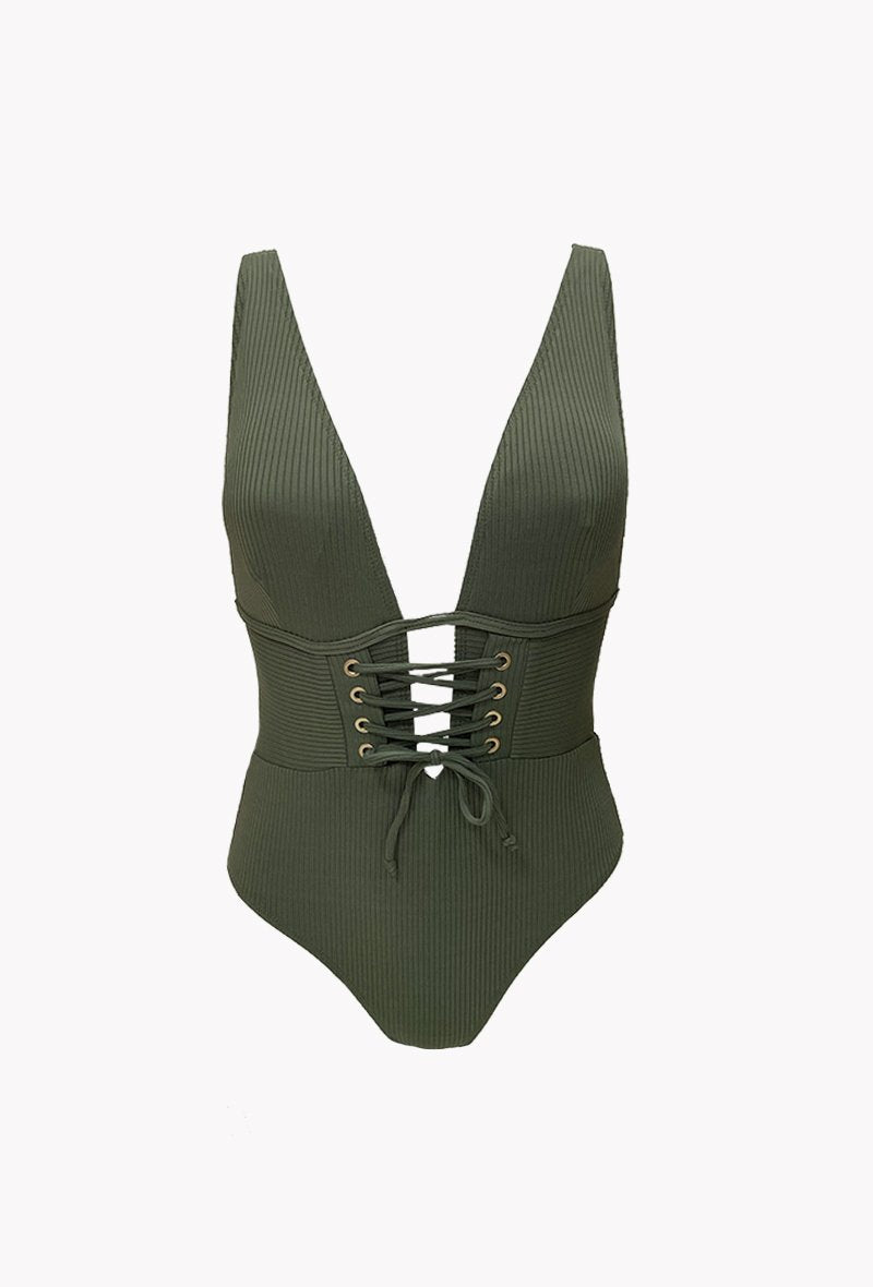French chic - Stylist Maillot 1 Pièce décolleté plongeant à lacets