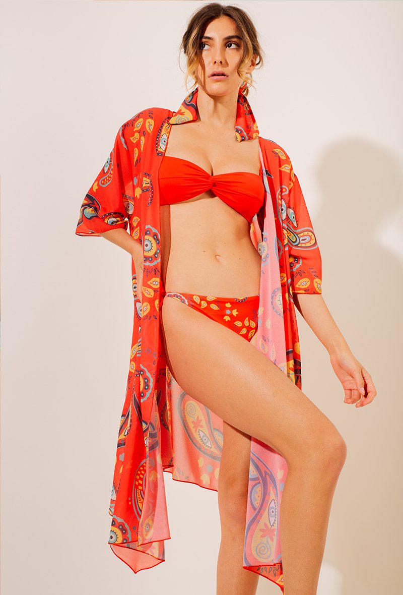 AULALA X MOON - TOURNESOL Kimono fluide à motifs