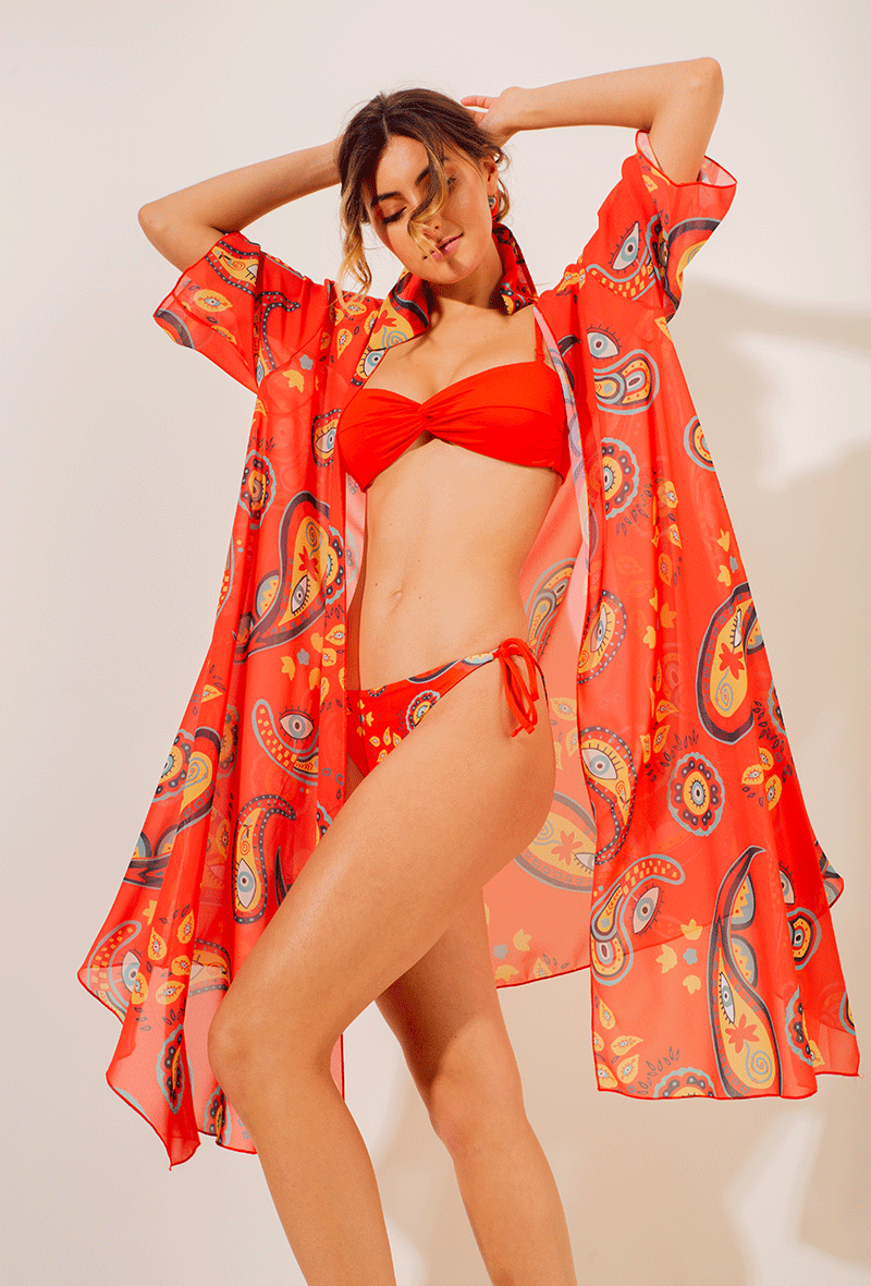 AULALA X MOON - TOURNESOL Kimono fluide à motifs