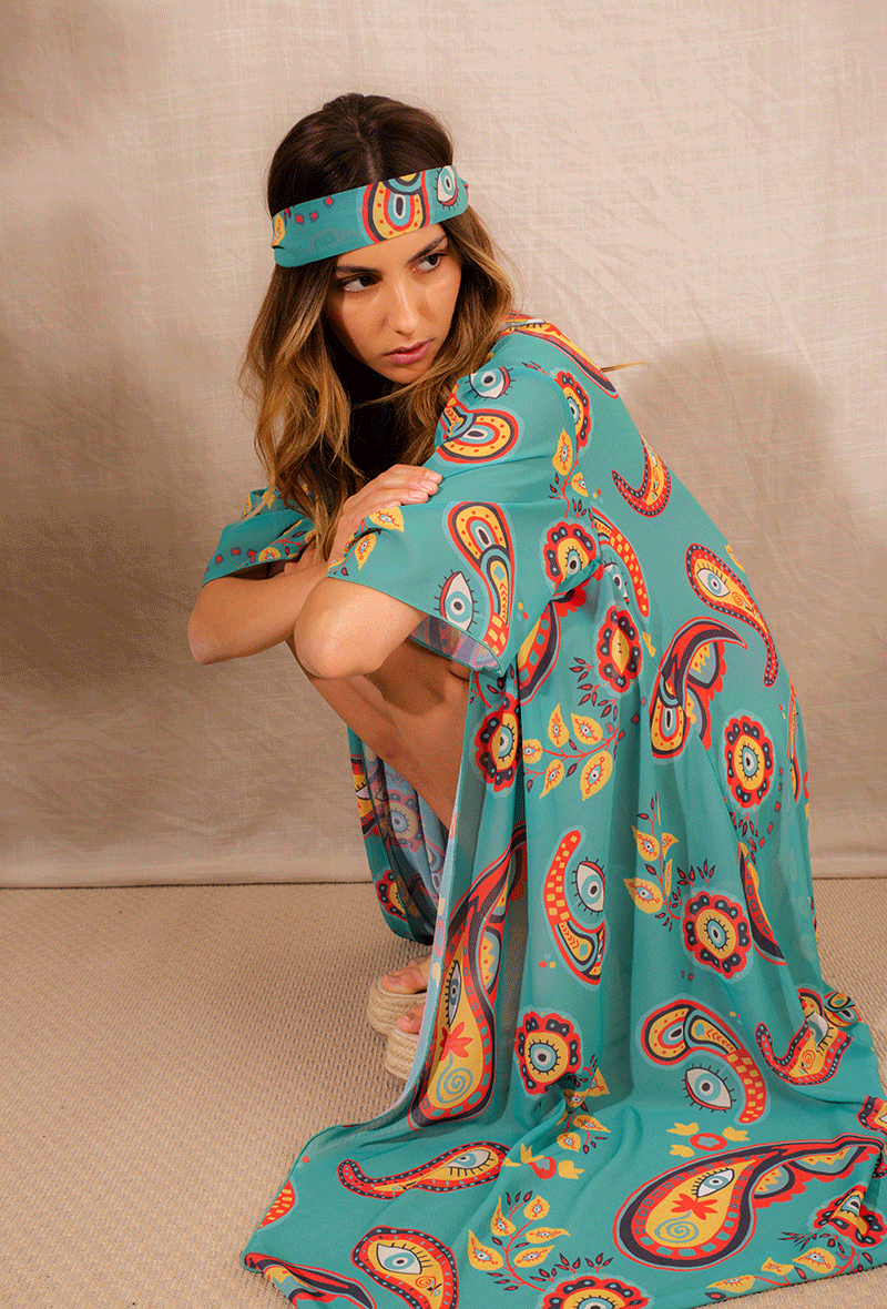AULALA X MOON - TOURNESOL Kimono fluide à motifs