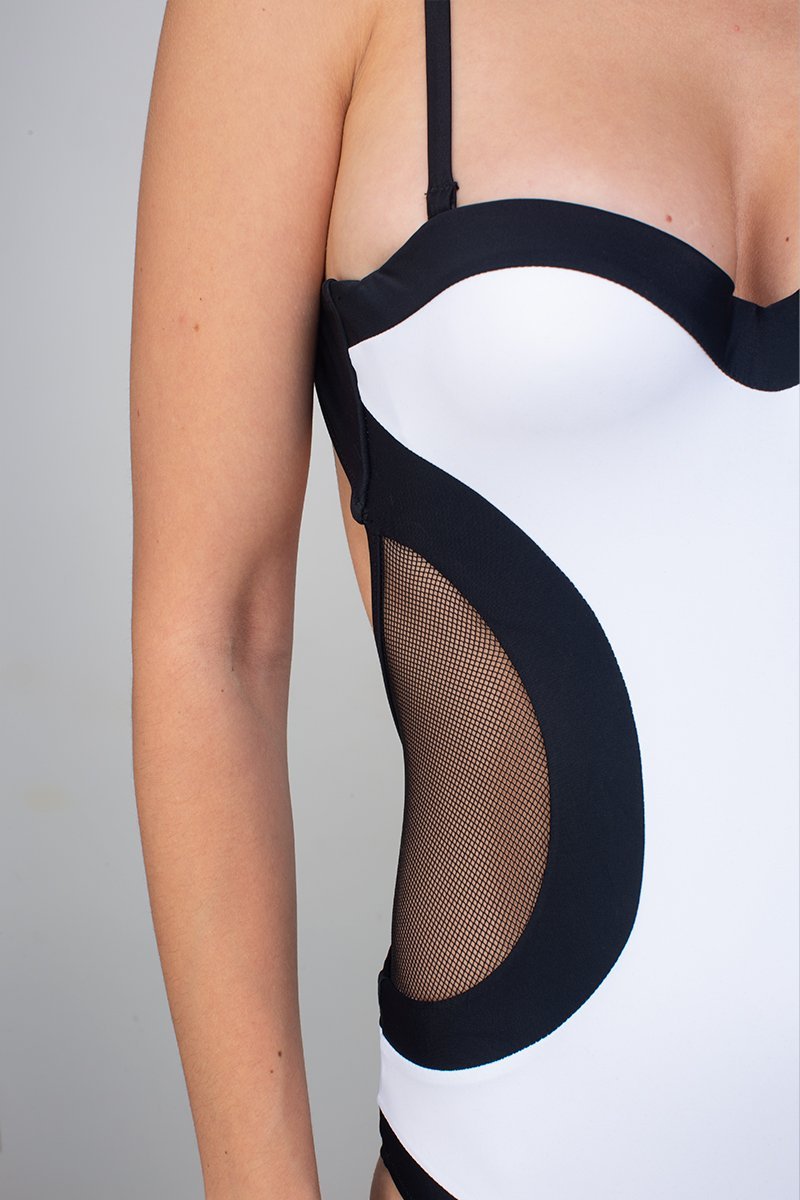 Maillot 1 pièce Black and White - Body Waves - Aulala Paris