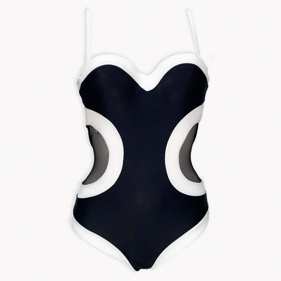 Maillot 1 pièce Black and White - Body Waves - Aulala Paris