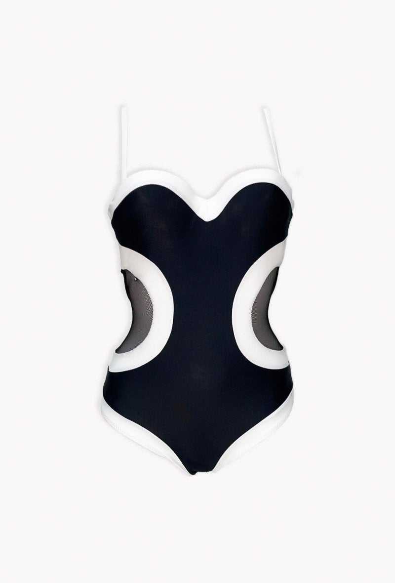 Maillot 1 pièce Black and White - Body Waves - Aulala Paris