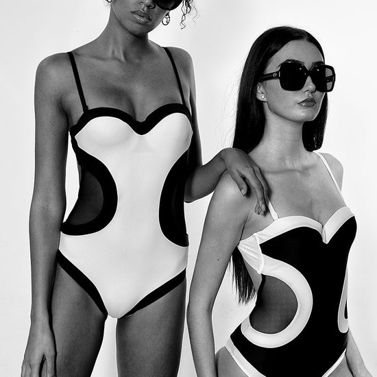 Maillot 1 pièce Black and White - Body Waves - Aulala Paris