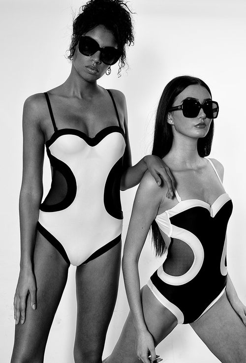 Maillot 1 pièce Black and White - Body Waves - Aulala Paris